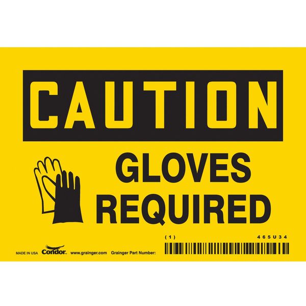 Safety Sign, 3 1/2 in Height, 5 in Width, Vinyl, Horizontal Rectangle, English, 465U34