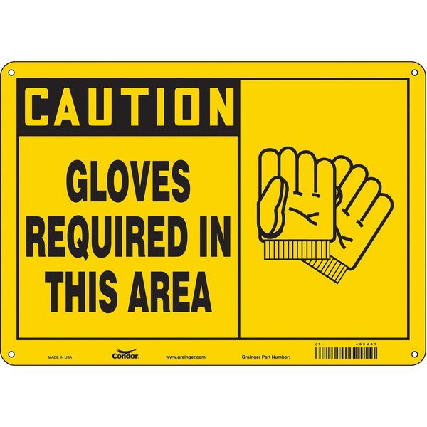 Safety Sign, 10 in Height, 14 in Width, Polyethylene, Horizontal Rectangle, English, 465U41