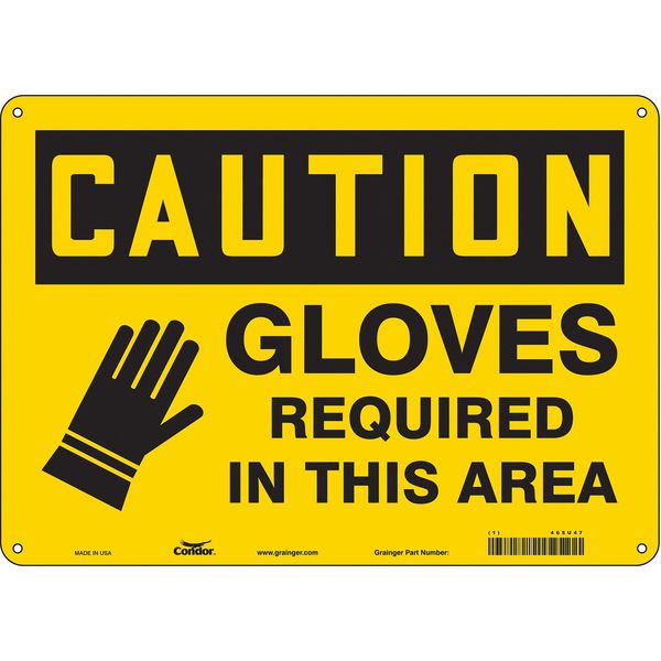 Safety Sign, 10 in Height, 14 in Width, Polyethylene, Horizontal Rectangle, English, 465U47