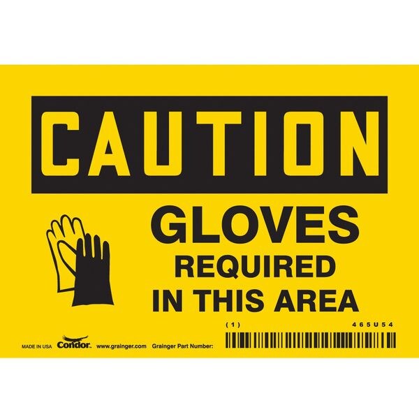 Safety Sign, 3 1/2 in Height, 5 in Width, Vinyl, Horizontal Rectangle, English, 465U54