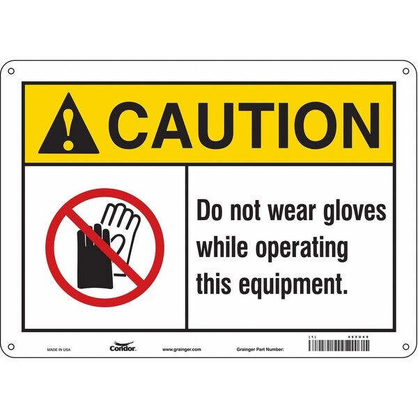 Safety Sign, 10 in Height, 14 in Width, Polyethylene, Horizontal Rectangle, English, 465U68