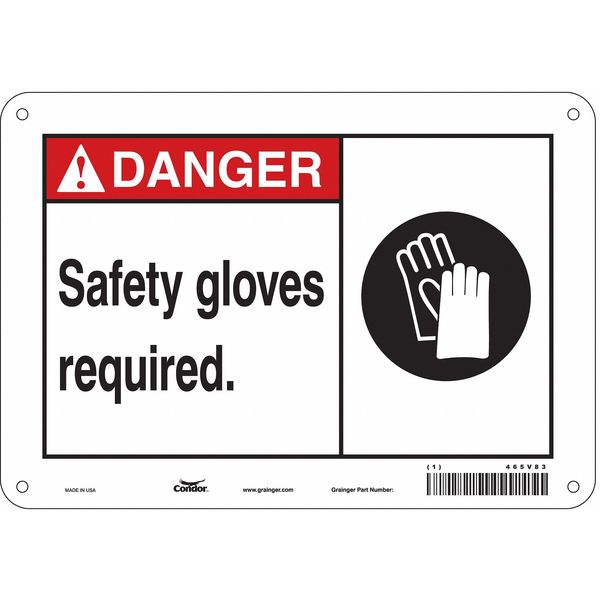 Safety Sign, 7 in Height, 10 in Width, Polyethylene, Vertical Rectangle, English, 465V83