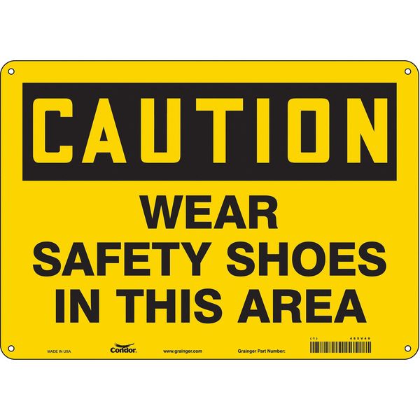 Safety Sign, 10 in Height, 14 in Width, Polyethylene, Horizontal Rectangle, English, 465V49