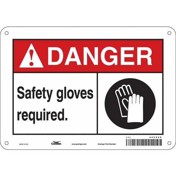 Safety Sign, 7 in Height, 10 in Width, Polyethylene, Vertical Rectangle, English, 465V69