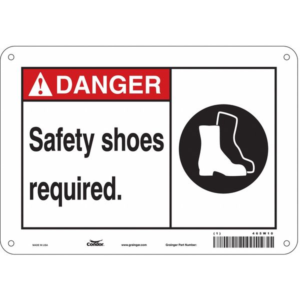 Safety Sign, 7 in Height, 10 in Width, Polyethylene, Vertical Rectangle, English, 465W10