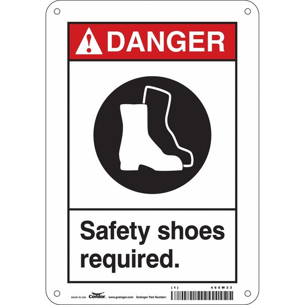 Safety Sign, 10 in Height, 7 in Width, Polyethylene, Horizontal Rectangle, English, 465W33