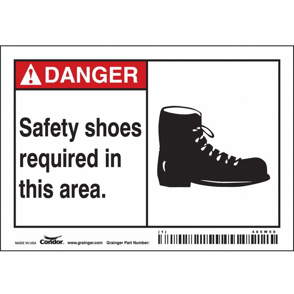Safety Sign, 3 1/2 in Height, 5 in Width, Vinyl, Horizontal Rectangle, English, 465W50