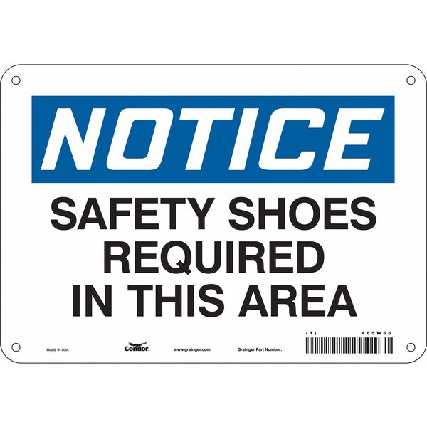 Safety Sign, 7 in Height, 10 in Width, Polyethylene, Vertical Rectangle, English, 465W56