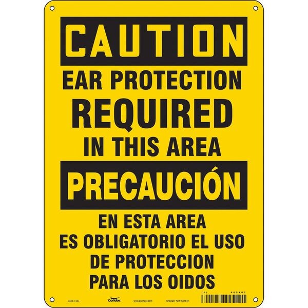 Safety Sign, 14 in Height, 10 in Width, Polyethylene, Vertical Rectangle, English, Spanish, 465Y07