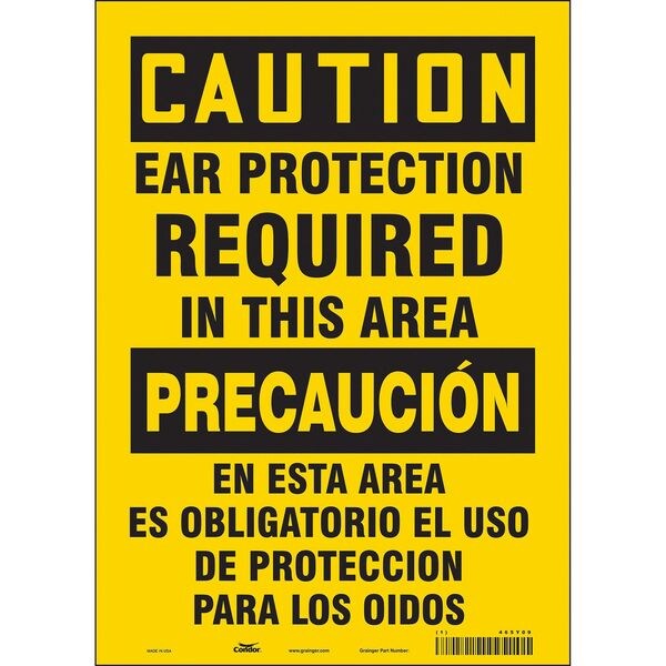 Safety Sign, 14 in Height, 10 in Width, Vinyl, Vertical Rectangle, English, Spanish, 465Y09