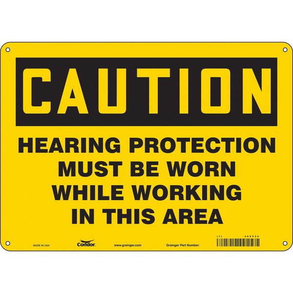 Safety Sign, 10 in Height, 14 in Width, Polyethylene, Horizontal Rectangle, English, 465Y34