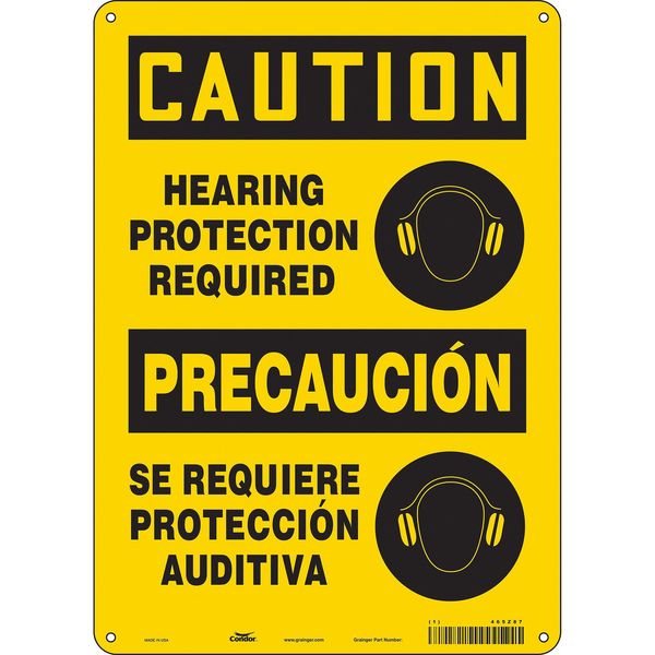 Safety Sign, 14 in Height, 10 in Width, Polyethylene, Vertical Rectangle, English, Spanish, 465Z87