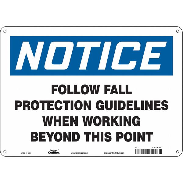 Safety Sign, 10 in Height, 14 in Width, Polyethylene, Horizontal Rectangle, English, 465A45