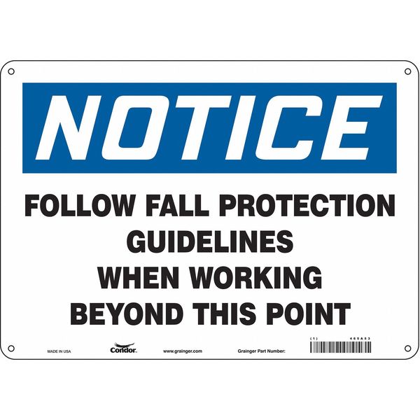 Safety Sign, 10 in Height, 14 in Width, Polyethylene, Horizontal Rectangle, English, 465A53