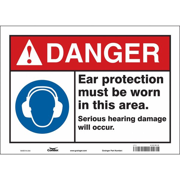 Safety Sign, 10 in Height, 14 in Width, Vinyl, Horizontal Rectangle, English, 466D88