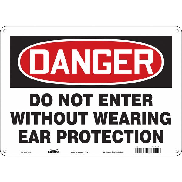 Safety Sign, 10 in Height, 14 in Width, Polyethylene, Horizontal Rectangle, English, 466D71