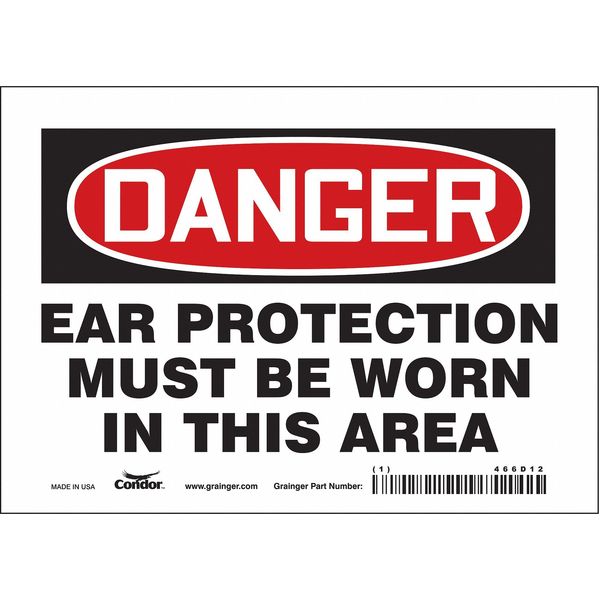 Safety Sign, 5 in Height, 7 in Width, Vinyl, Horizontal Rectangle, English, 466D12