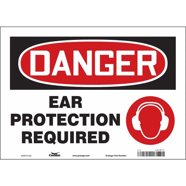 Safety Sign, 10 in Height, 14 in Width, Vinyl, Horizontal Rectangle, English, 466D17
