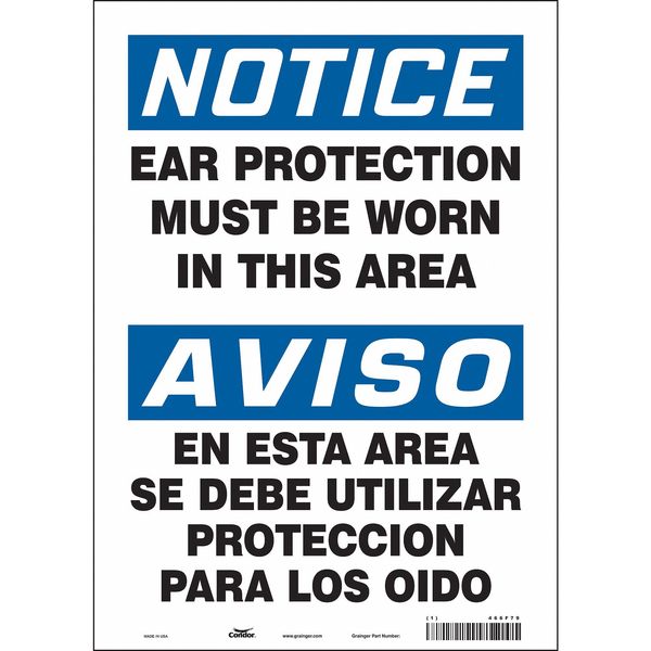 Safety Sign, 14 in Height, 10 in Width, Vinyl, Vertical Rectangle, English, Spanish, 466F79
