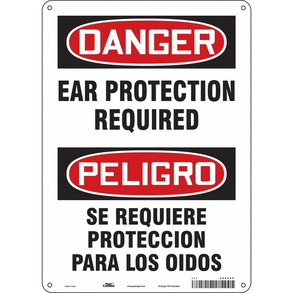 Safety Sign, 14 in Height, 10 in Width, Polyethylene, Vertical Rectangle, English, Spanish, 466F05