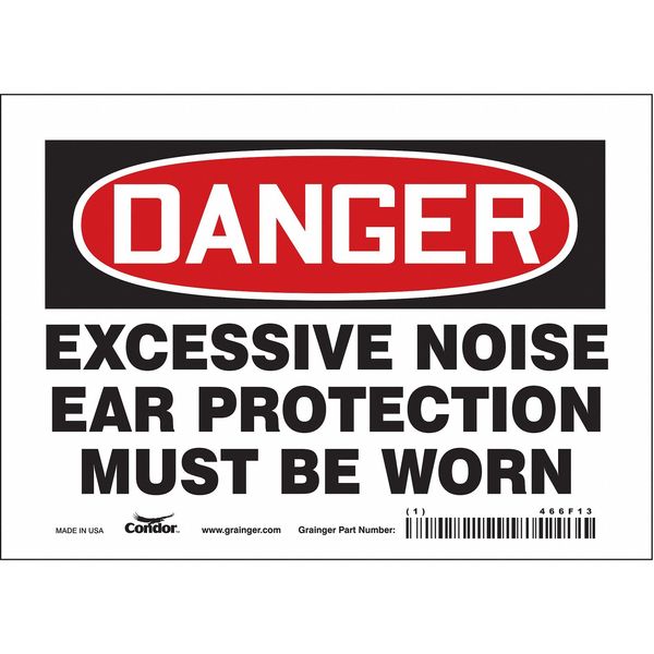 Safety Sign, 5 in Height, 7 in Width, Vinyl, Horizontal Rectangle, English, 466F13