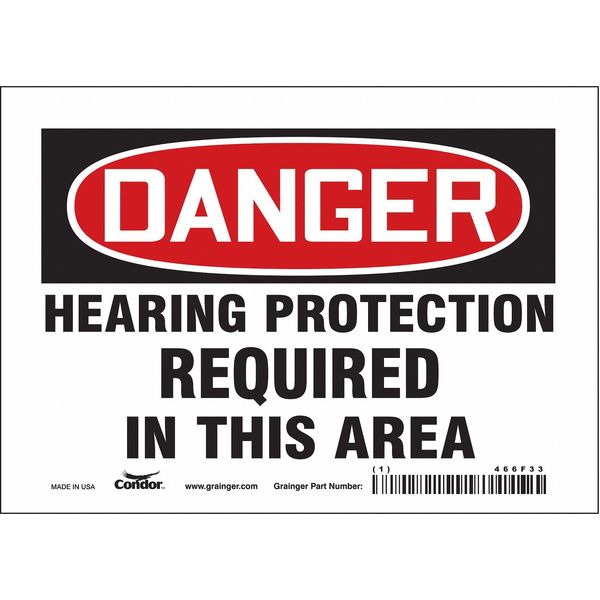 Safety Sign, 5 in Height, 7 in Width, Vinyl, Horizontal Rectangle, English, 466F33