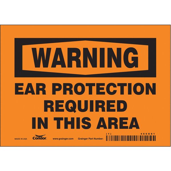 Safety Sign, 5 in Height, 7 in Width, Vinyl, Horizontal Rectangle, English, 466G81
