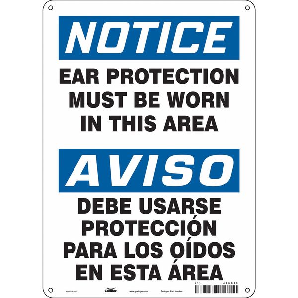 Safety Sign, 14 in Height, 10 in Width, Polyethylene, Vertical Rectangle, English, Spanish, 466G13