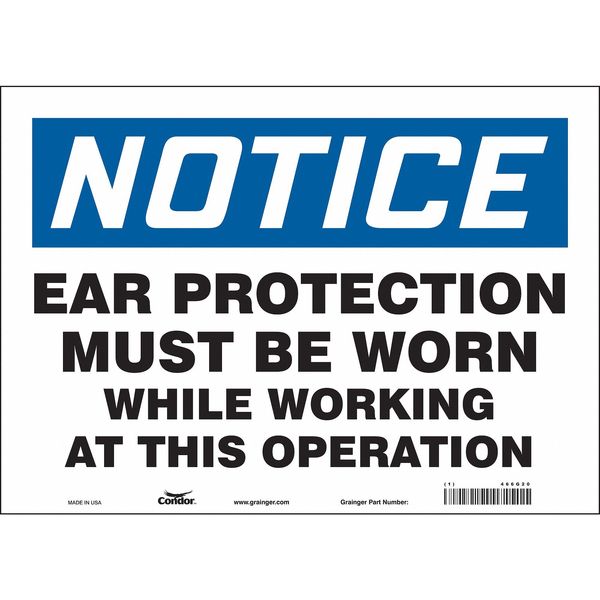Safety Sign, 10 in Height, 14 in Width, Vinyl, Horizontal Rectangle, English, 466G20