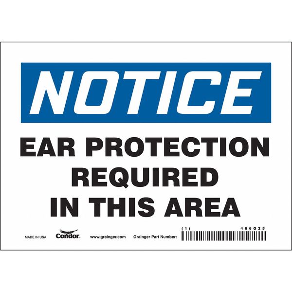 Safety Sign, 5 in Height, 7 in Width, Vinyl, Horizontal Rectangle, English, 466G25