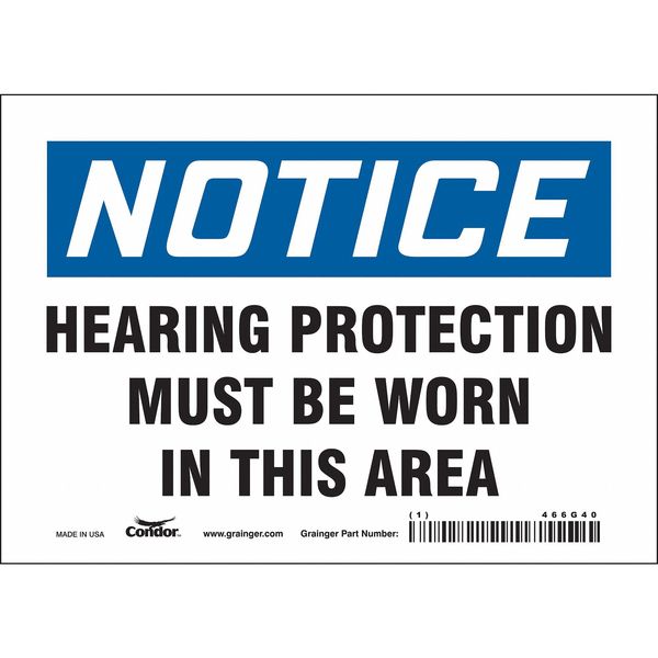 Safety Sign, 5 in Height, 7 in Width, Vinyl, Horizontal Rectangle, English, 466G40