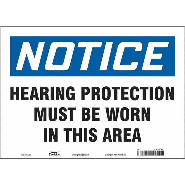 Safety Sign, 10 in Height, 14 in Width, Vinyl, Horizontal Rectangle, English, 466G42