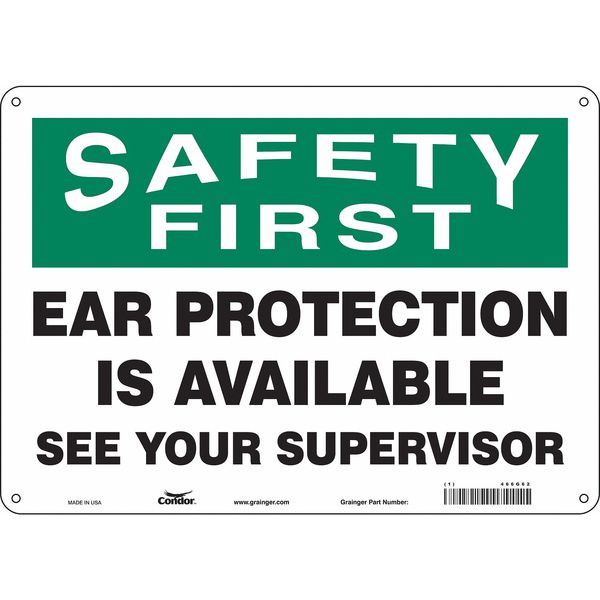 Safety Sign, 10 in Height, 14 in Width, Polyethylene, Horizontal Rectangle, English, 466G62