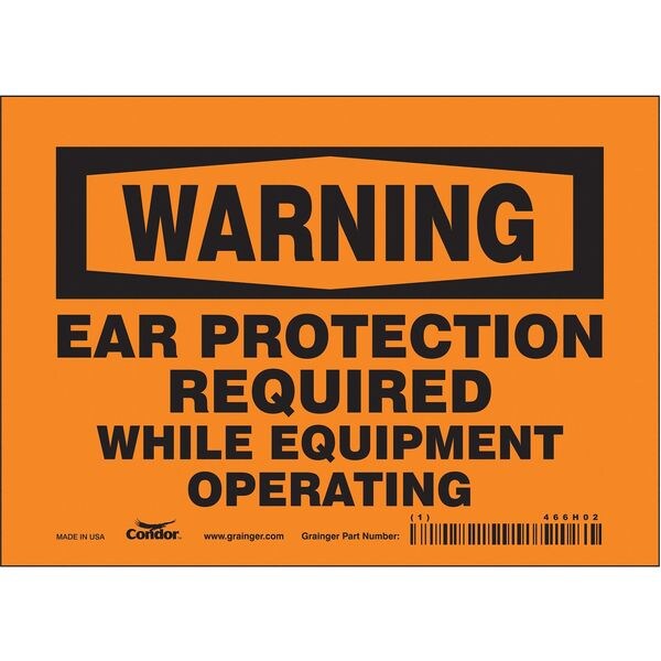 Safety Sign, 5 in Height, 7 in Width, Vinyl, Horizontal Rectangle, English, 466H02