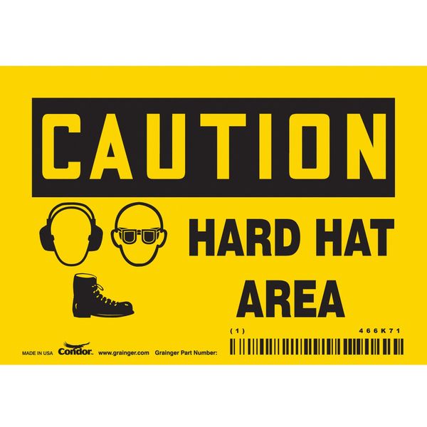 Safety Sign, 3 1/2 in Height, 5 in Width, Vinyl, Horizontal Rectangle, English, 466K71