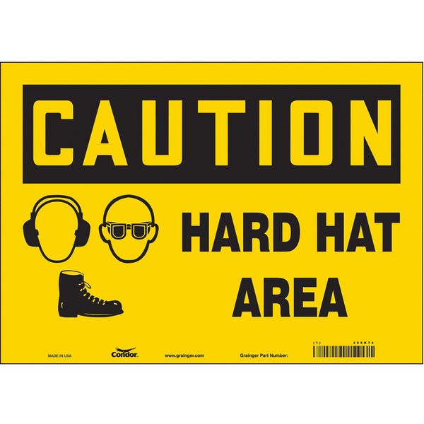 Safety Sign, 10 in Height, 14 in Width, Vinyl, Horizontal Rectangle, English, 466K74