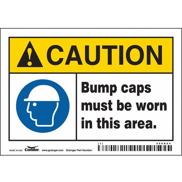 Safety Sign, 3 1/2 in Height, 5 in Width, Vinyl, Horizontal Rectangle, English, 466K54