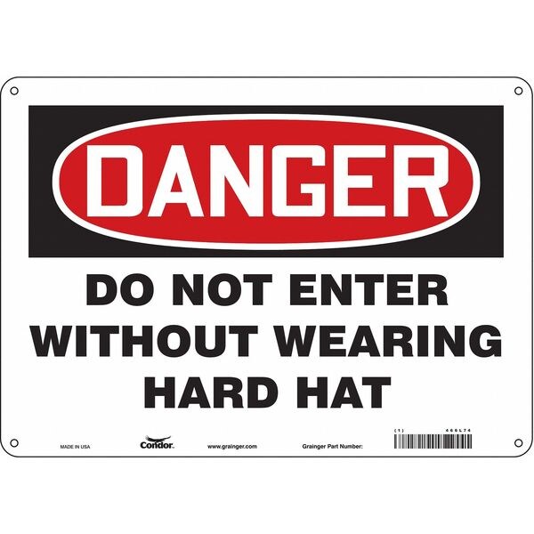 Safety Sign, 10 in Height, 14 in Width, Polyethylene, Horizontal Rectangle, English, 466L74