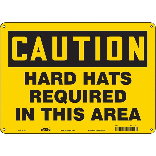 Safety Sign, 10 in Height, 14 in Width, Polyethylene, Horizontal Rectangle, English, 466L39