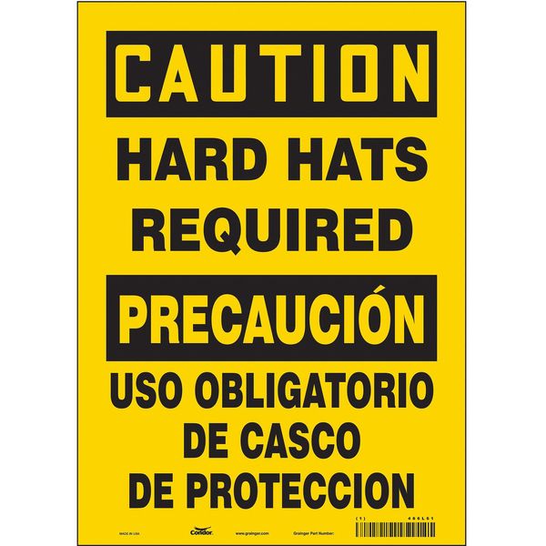 Safety Sign, 14 in Height, 10 in Width, Vinyl, Vertical Rectangle, English, Spanish, 466L61
