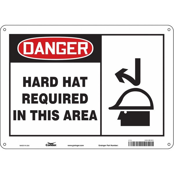 Safety Sign, 10 in Height, 14 in Width, Polyethylene, Horizontal Rectangle, English, 466M80