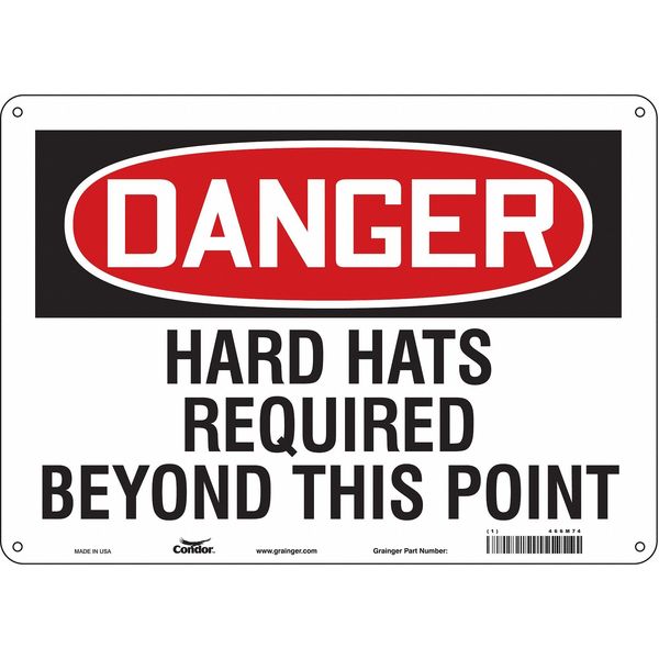 Safety Sign, 10 in Height, 14 in Width, Polyethylene, Horizontal Rectangle, English, 466M74