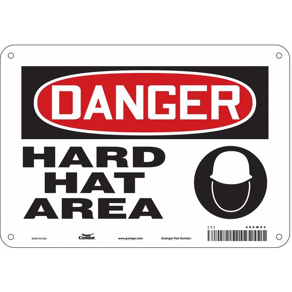 Safety Sign, 7 in Height, 10 in Width, Polyethylene, Vertical Rectangle, English, 466M03