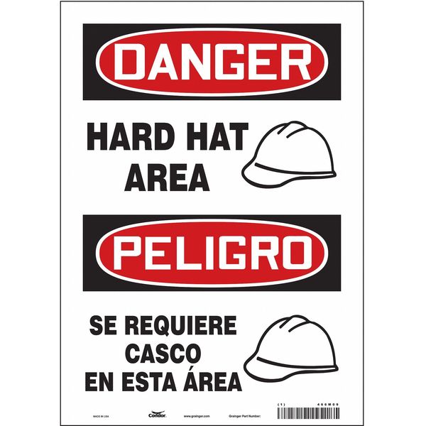 Safety Sign, 14 in Height, 10 in Width, Vinyl, Vertical Rectangle, English, Spanish, 466M09