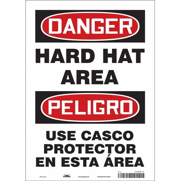 Safety Sign, 14 in Height, 10 in Width, Vinyl, Vertical Rectangle, English, Spanish, 466M13