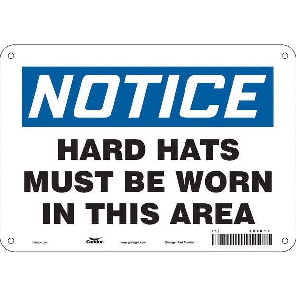 Safety Sign, 7 in Height, 10 in Width, Polyethylene, Vertical Rectangle, English, 466N13