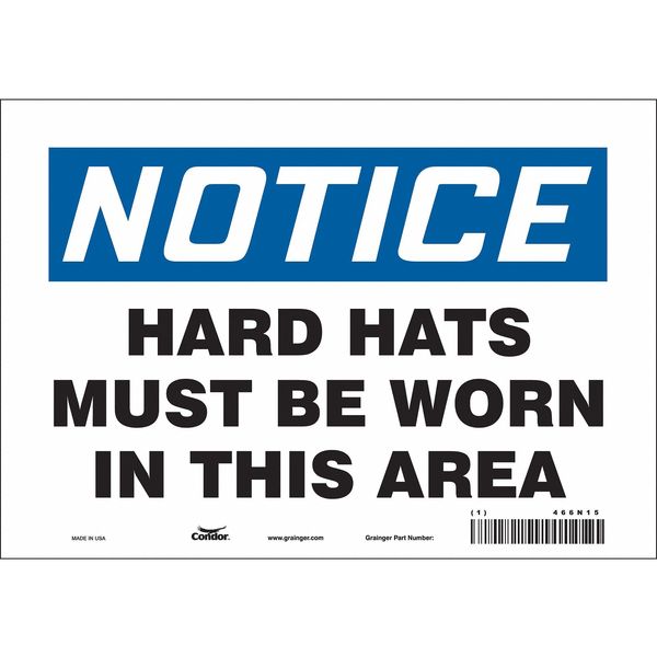 Safety Sign, 7 in Height, 10 in Width, Vinyl, Vertical Rectangle, English, 466N15