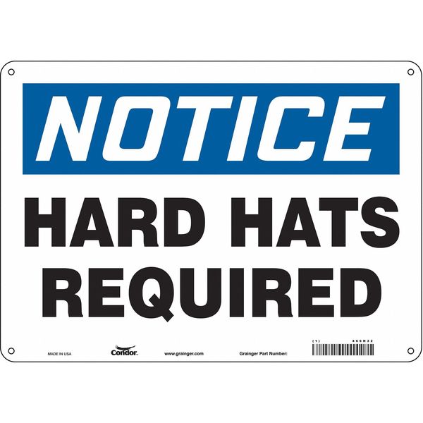 Safety Sign, 10 in Height, 14 in Width, Polyethylene, Horizontal Rectangle, English, 466N32
