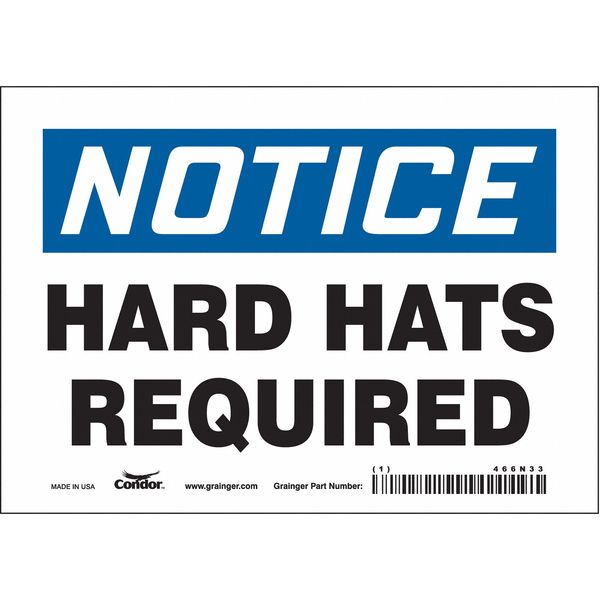 Safety Sign, 5 in Height, 7 in Width, Vinyl, Horizontal Rectangle, English, 466N33