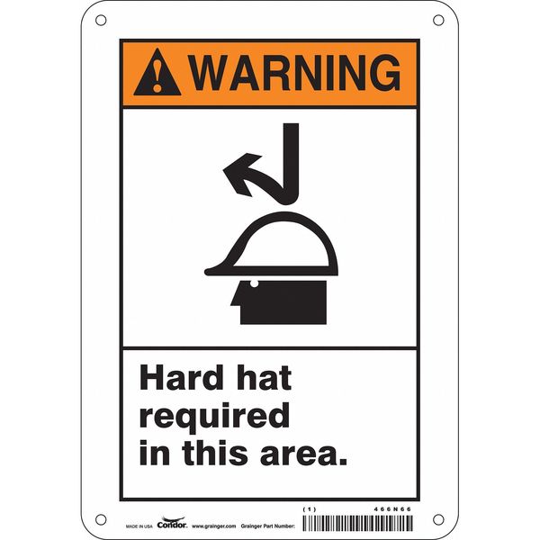 Safety Sign, 10 in Height, 7 in Width, Polyethylene, Horizontal Rectangle, English, 466N66